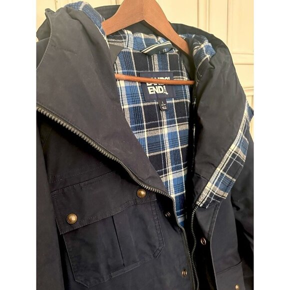 Lands’ End Mens Large (42-44) Bayfield Cotton Parka Barn Jacket Navy Blue 486014 - Picture 15 of 16
